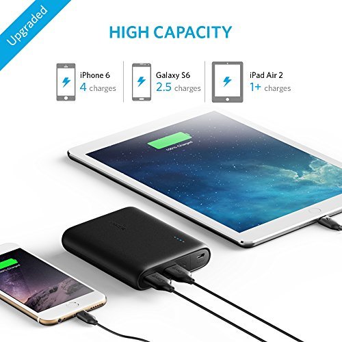 Anker PowerCore 10400 (10400mAh 2ポート 大容量 モバイルバッテリー) iPhone / iPad / Xperia / Galaxy / Android各種他対応 マット仕上げ コンパクトサイズ トラベルポーチ付属【PowerIQ & VoltageBoost搭載】 (ブラック)