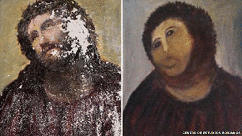 BBC News - Spanish fresco restoration botched by amateur