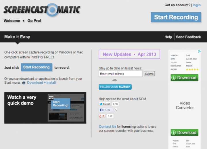 ブラウザからスクリーンキャプチャで動画作成。マウスの動きも出せる。『Screencast-O-Matic』