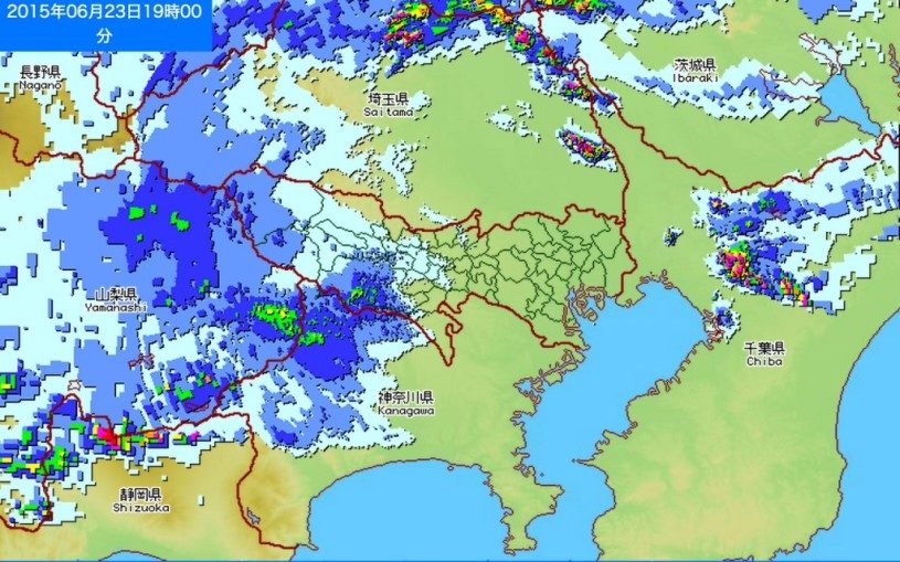 そろそろ東京で豪雨が来るぞーー！東京アメッシュを貼っておくね。