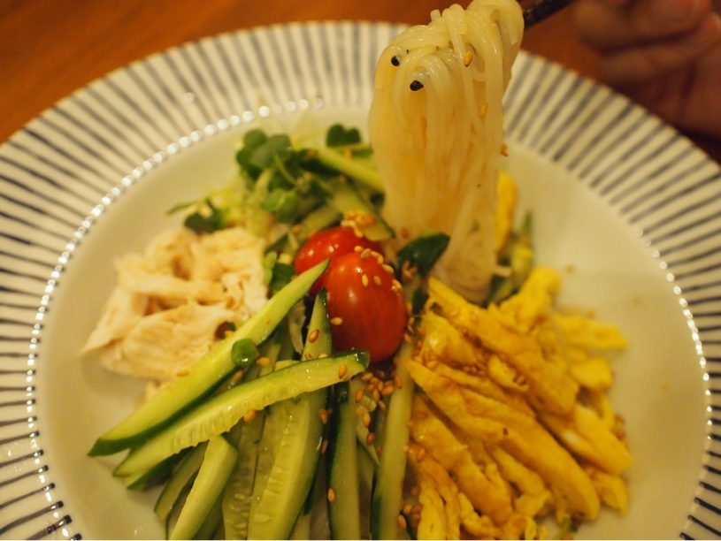 糖質制限冷やし中華。麺は、こんにゃく。