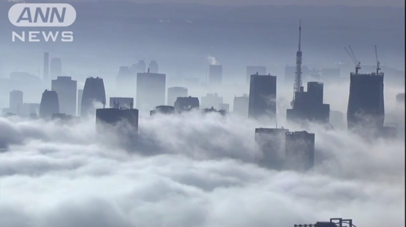 濃霧が東京に。神秘的な都心の動画が撮影された。