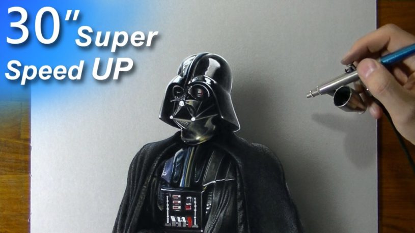 スターウォーズのキャラクターを手書きで超リアルに描き上げる動画