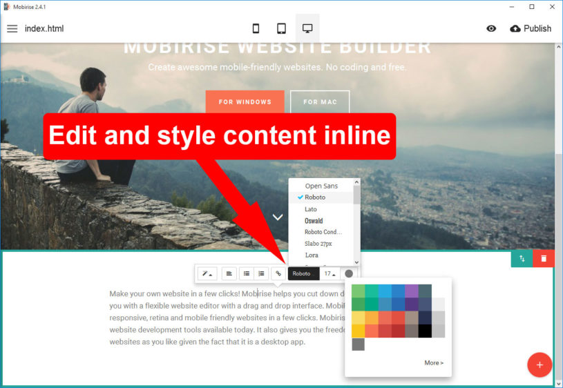 Bootstrapベースでドラッグアンドドロップでサイトを構築できるサービス「Mobirise Mobile Website Builder」