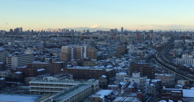 雪が残る東京で富士山が綺麗に見えました！
