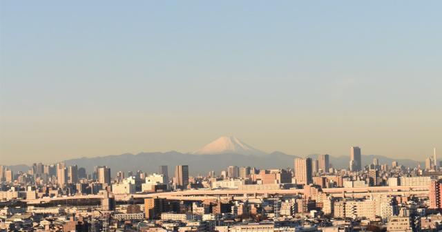 朝から東京から見える富士山が綺麗だ。