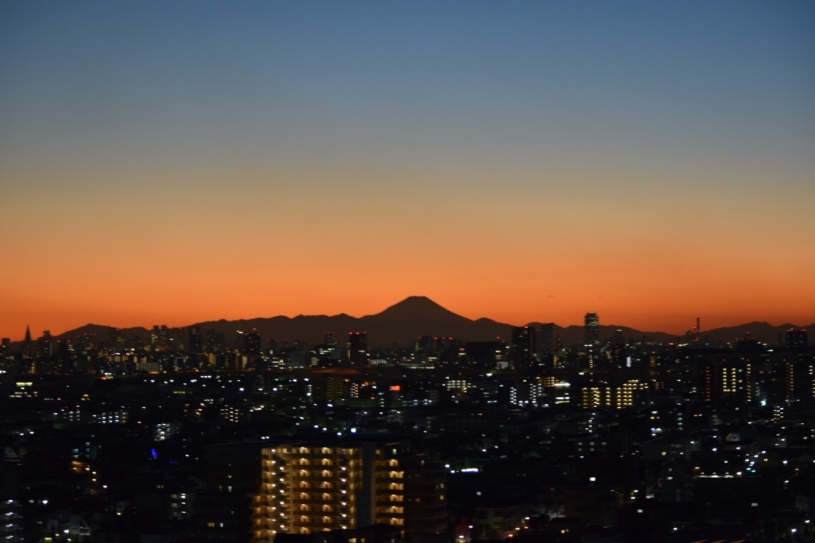 東京から見る夕方の富士山が綺麗だった