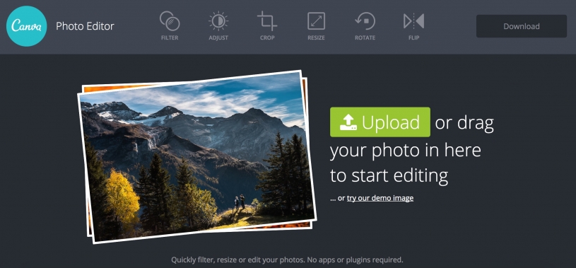 画像加工ソフトなしウェブ上で写真編集ができるCanva Photo Editor