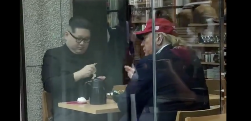 銀座で優雅に金正恩とトランプ大統領がお茶をしていた