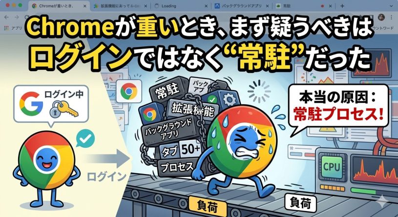 Chromeが重いとき、まず疑うべきはログインではなく“常駐”だった