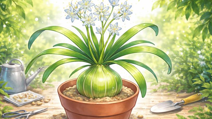 緑の玉ねぎみたいな塊根が特徴的な蒼角殿