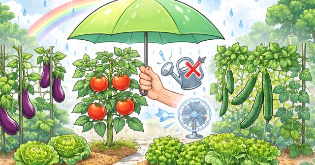 梅雨の家庭菜園で覚えておくこと｜水やり・泥はね・病気対策