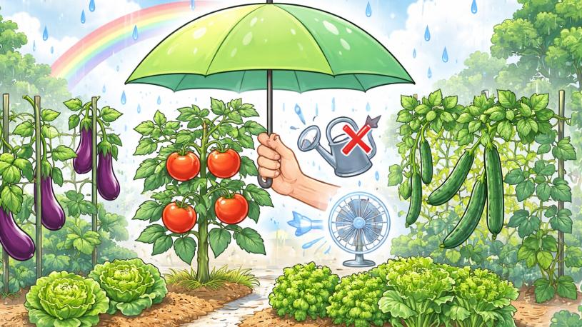 梅雨の家庭菜園で覚えておくこと｜水やり・泥はね・病気対策
