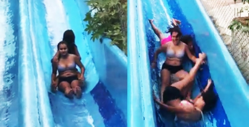 ウォータースライダーの途中で止まらないでくださいｗｗｗ